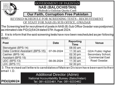 National Accountability Bureau NAB Jobs
