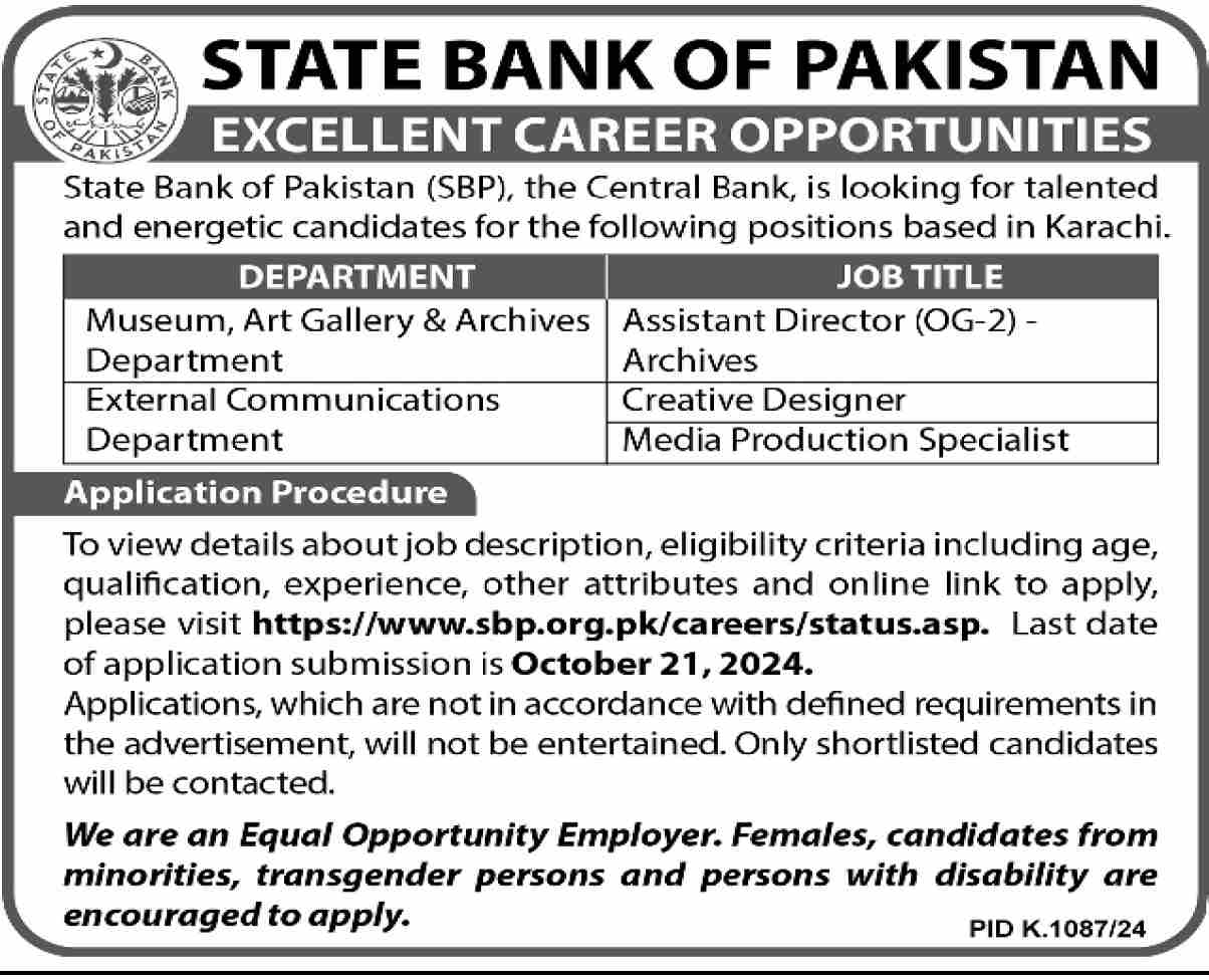State Bank of Pakistan Jobs