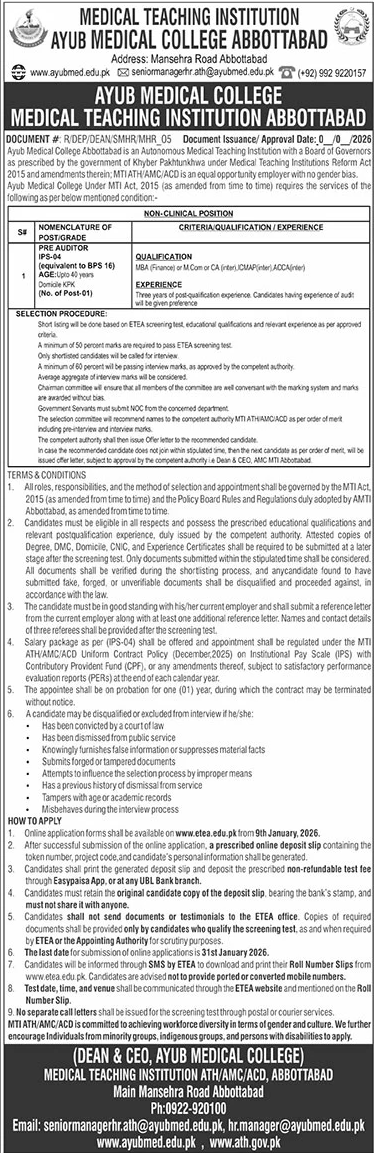 Ayub Medical College Jobs