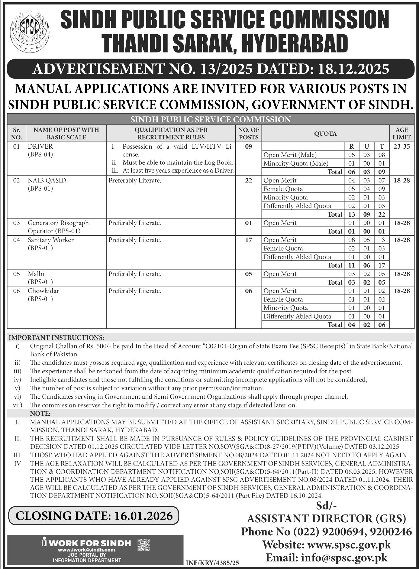 Sindh Public Service Commission (SPSC) Jobs